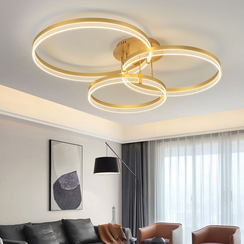 Geometric Flush Mount Light Fixture Modern Metal Flush Light in Gold