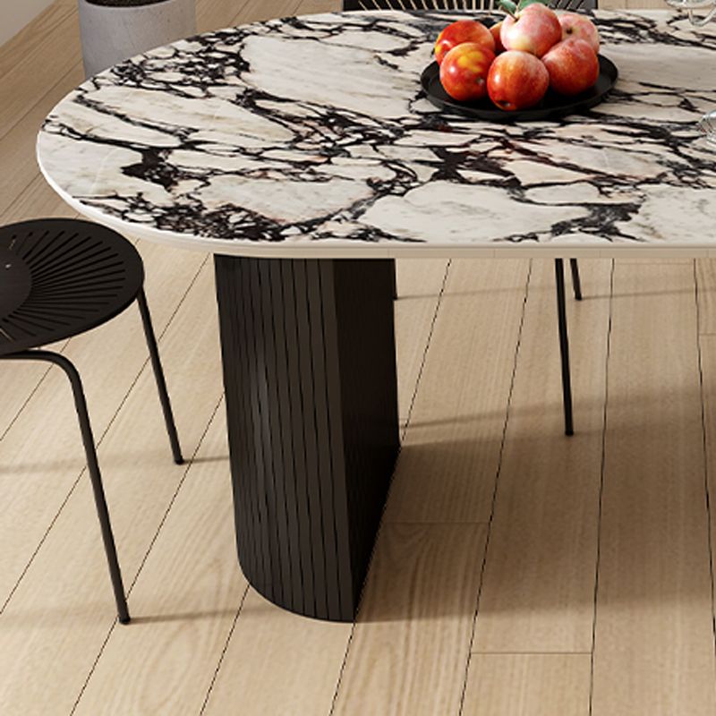 Oval Industrial Dinner Room Kitchen Table Double Pedestal Dining Table