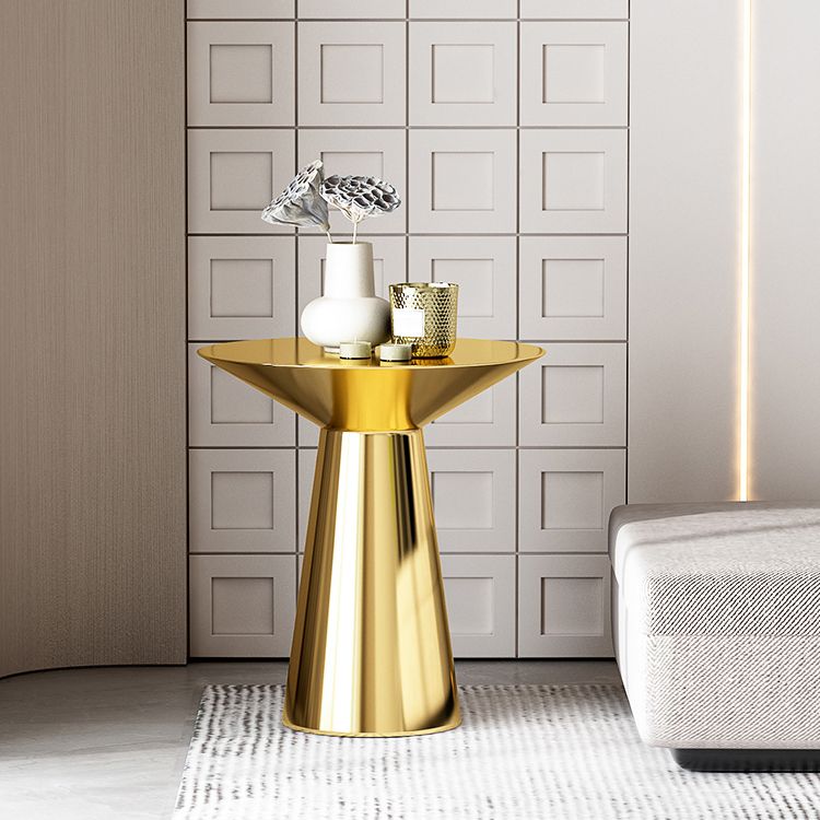 22.24" Tall Round Top Side Table Stainless Steel Pedestal End Table
