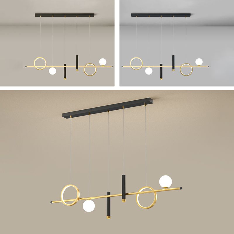 Luce a sospensione a soffitto in metallo ombreggiato Luce lampadario a base di isola oro-nero oro