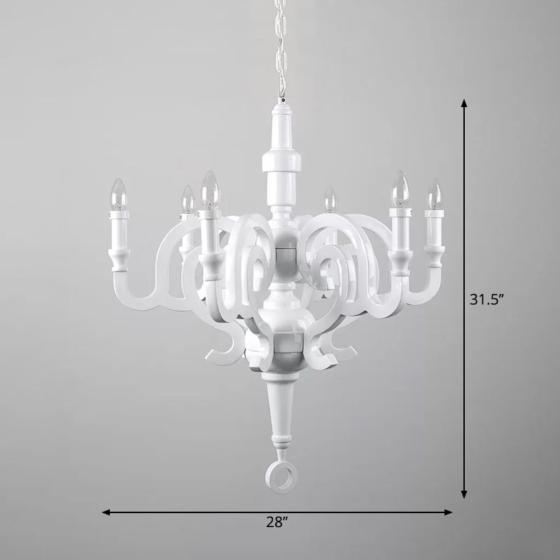 Weiße Kandelabra Kronleuchter Licht antike Metall 6 Lampen Wohnzimmer Anhänger Leuchte