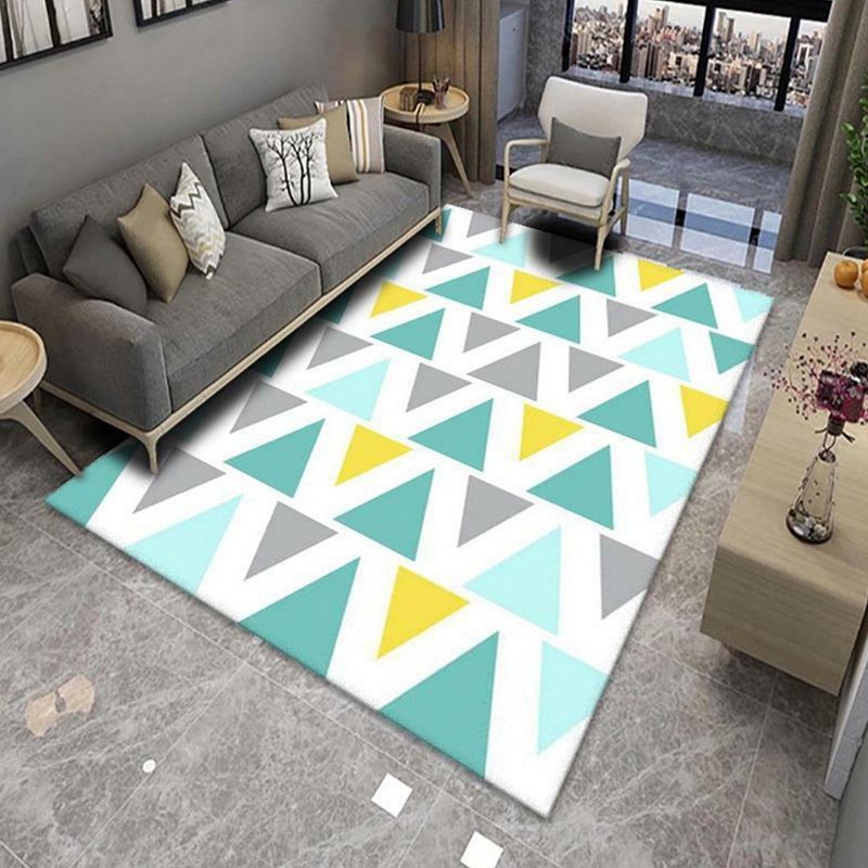 Grey Casual Carpet Polyester Geometry Carpet Washable Carpet for Living Room