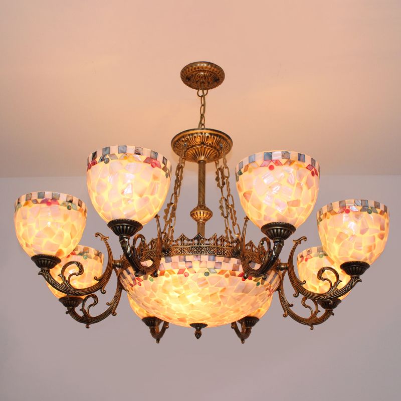 Lustre en bronze en vitrail