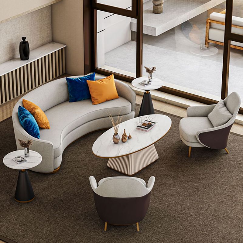 Tuxedo Arm Sofa Linen and Faux Leather Seating for Bonus Room