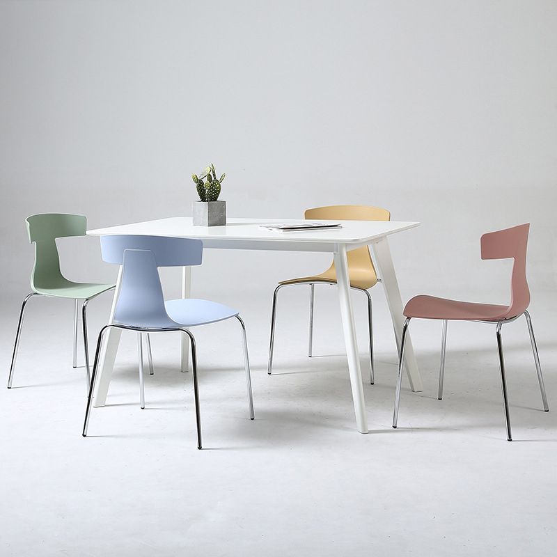 Contemporary Style Metal Chair Set Slat Back Side Kitchen Dining Chair