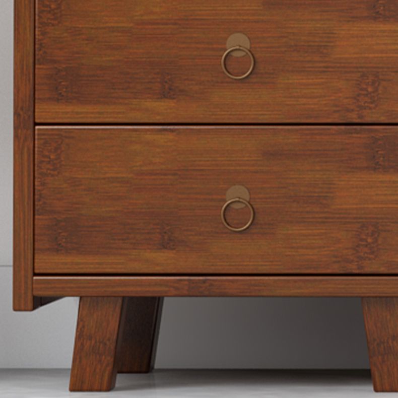 Mid-Century Modern Accent Chest with Drawers and Shelf in Brown