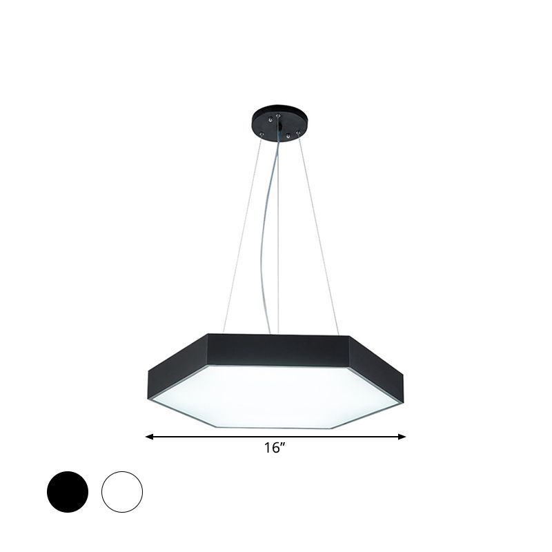 Metallic Honeycomb LED Pendant Light Simple Black/White Hanging Lamp Kit with Acrylic Diffuser, 16"/23.5"/35.5" W