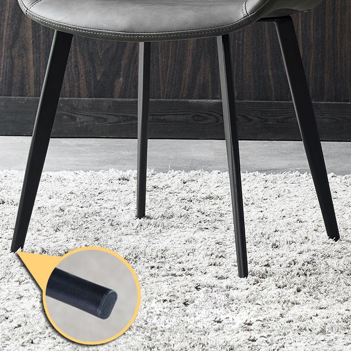 Faux Leather Dining Chairs Industrial Arm Solid Back Dining Side Chairs