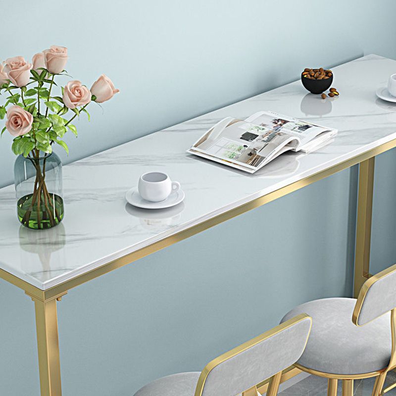 Rectangular Bar-height Table Stone Top Bistro Pub Table for Patio Use