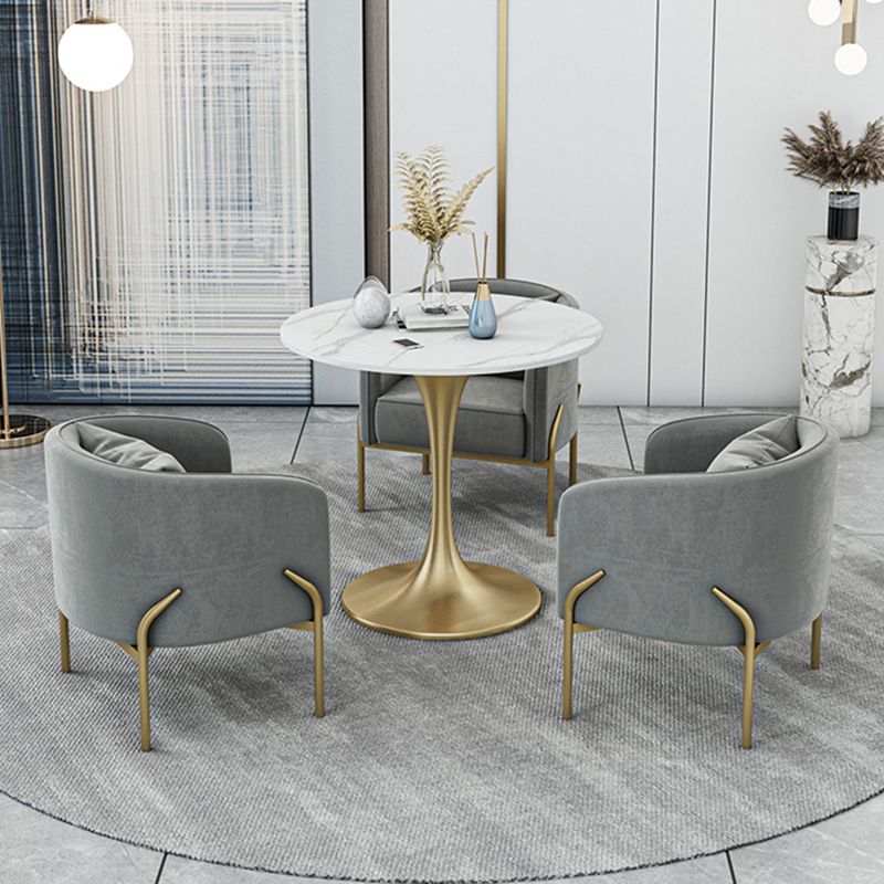 Glam Style Dinette Set 1/2/4/5 Pcs Round Stone Dinette Table with Dining Chair