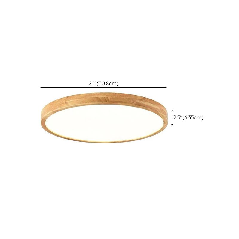 Geometric Shape Wood Flush Light Modern Style 1-Light Flush Mount Ceiling Lights in Brown