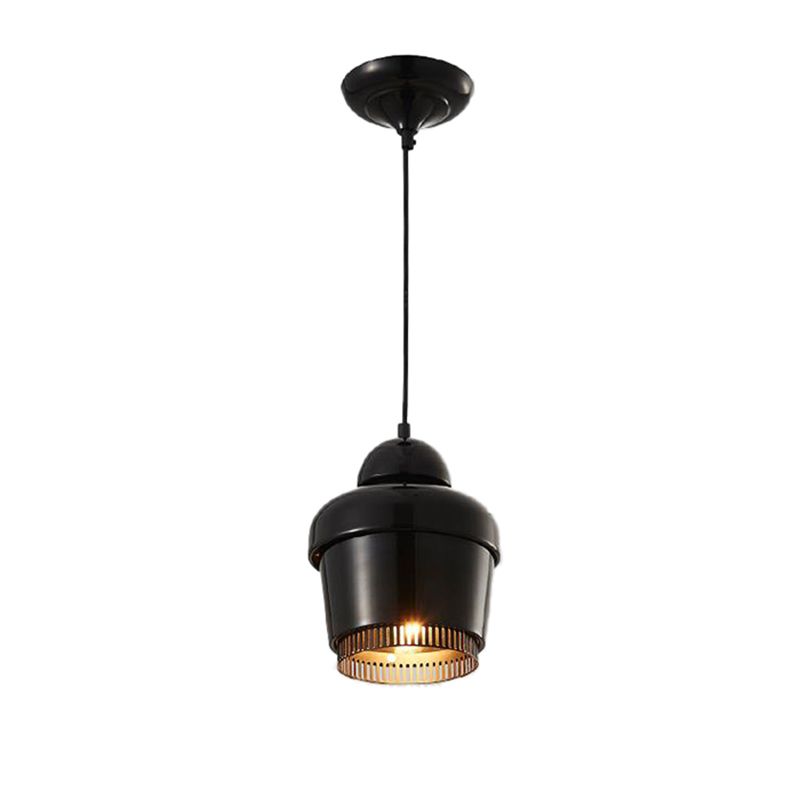 Luz de techo colgante de frasco negro/blanco/cromo moderno 1 luz colgante colgante de hierro ligero