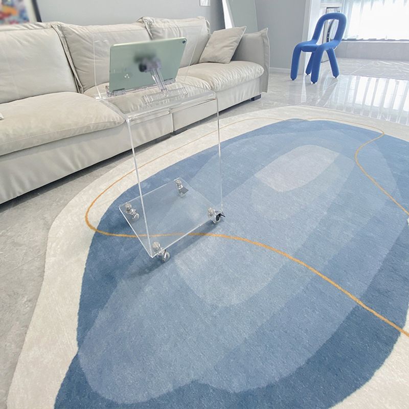 Blue Living Room Carpet Casual Abstract Indoor Carpet Polyester Anti-Split Rug