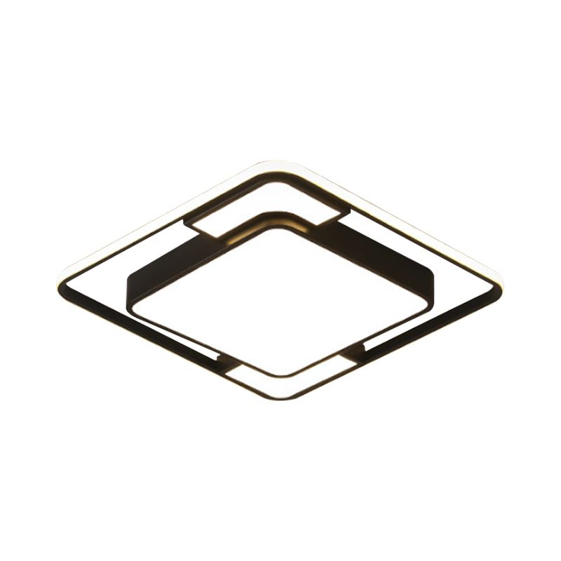 Acrilico Square / Rectangular Ceiling Light Modern Black LED Flush Mount in Warm / White/3 Color Light for Living Room