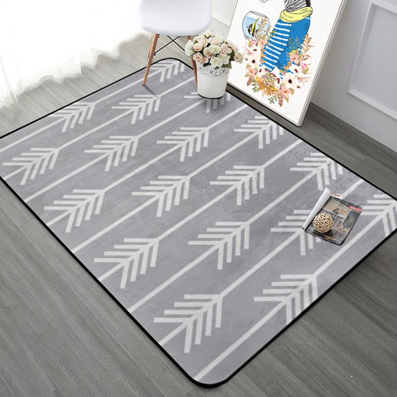 Modern Bedroom Area Rug Multi Color Geometry Arrow Print Rug Polypropylene Washable Pet Friendly Anti-Slip Rug
