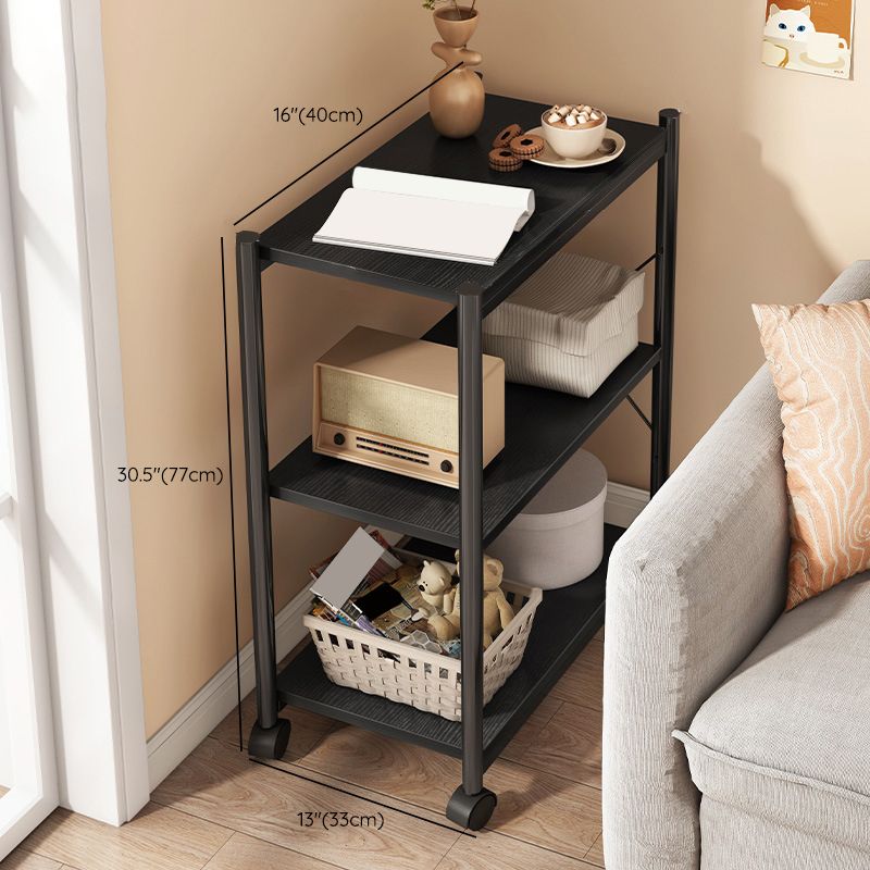 Modern Style Bookshelf Wooden Open Back Bookcase with Caster Wheels for Home