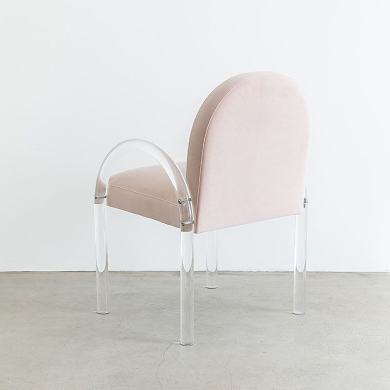 Velvet Matte Finish Dining Chair Designer Style Home Solid Back Arm Chair