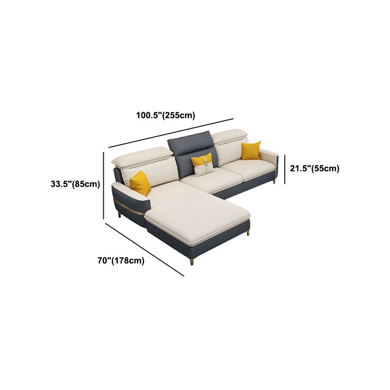 Modern 33.46 " H Faux Leather Square Arm Sofa & Chaise for Living Room