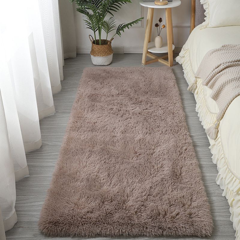 Simple Plain Carpet Polyester Shag Indoor Rug Pet Friendly Rug for Adult's Bedroom