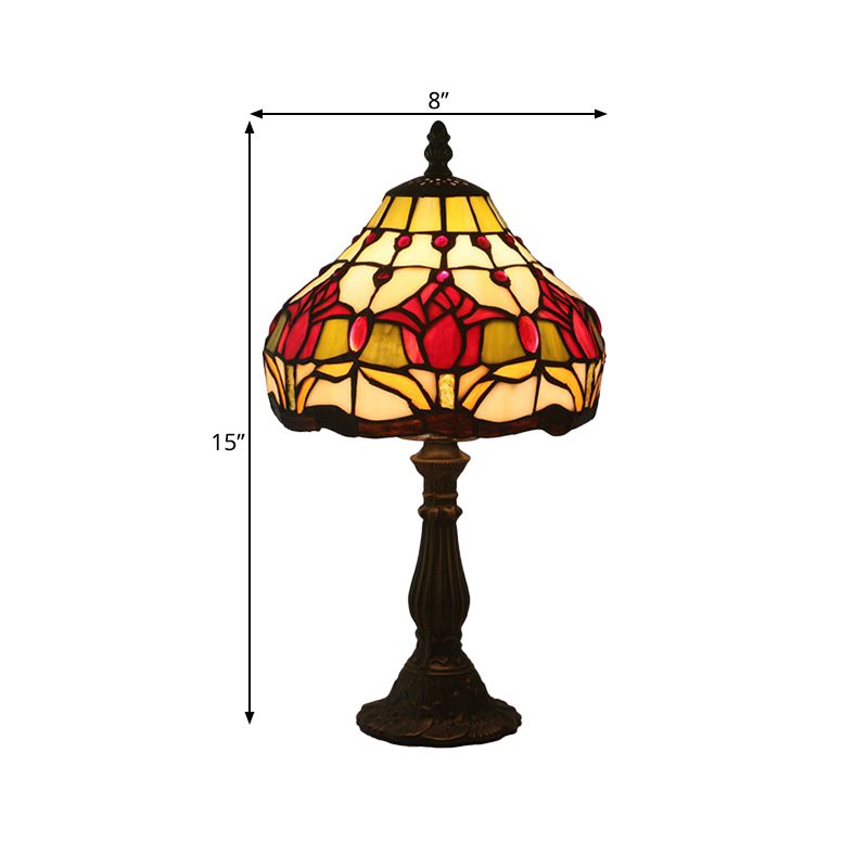 1 Kopf Tulp Nachttisch Beleuchtung mediterraner dunkler Kaffee Hand geschnittenes Glas Tisch Licht
