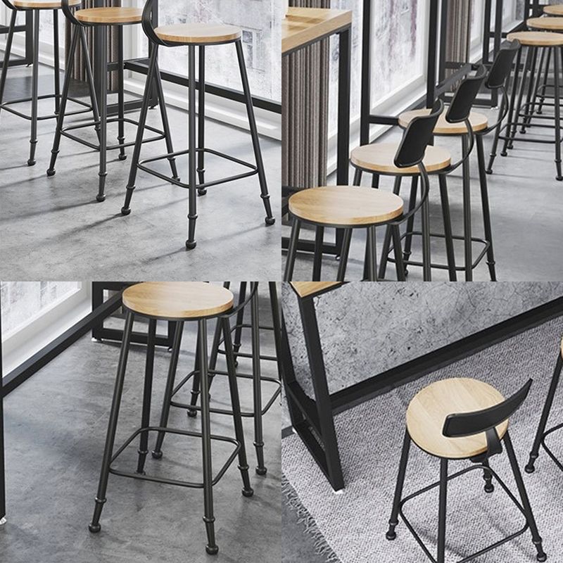 Industrial Style Bar Stools Backrest Barstool with Black Metal Legs