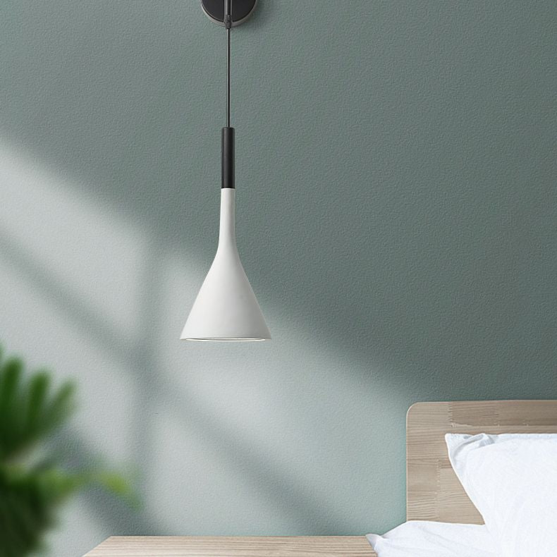 Macaroon -stijl kegel wandlamp 6 "brede metalen schaduw minimalisme wandmontage verlichting met 23,5" verstelbare gesuspendeerde draad