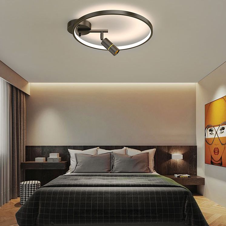 Aluminium circulaire Aluminium Semi Flush Plafond Aymording in Modern Simplicité Metal Indoor plafond Light avec lampe réglable