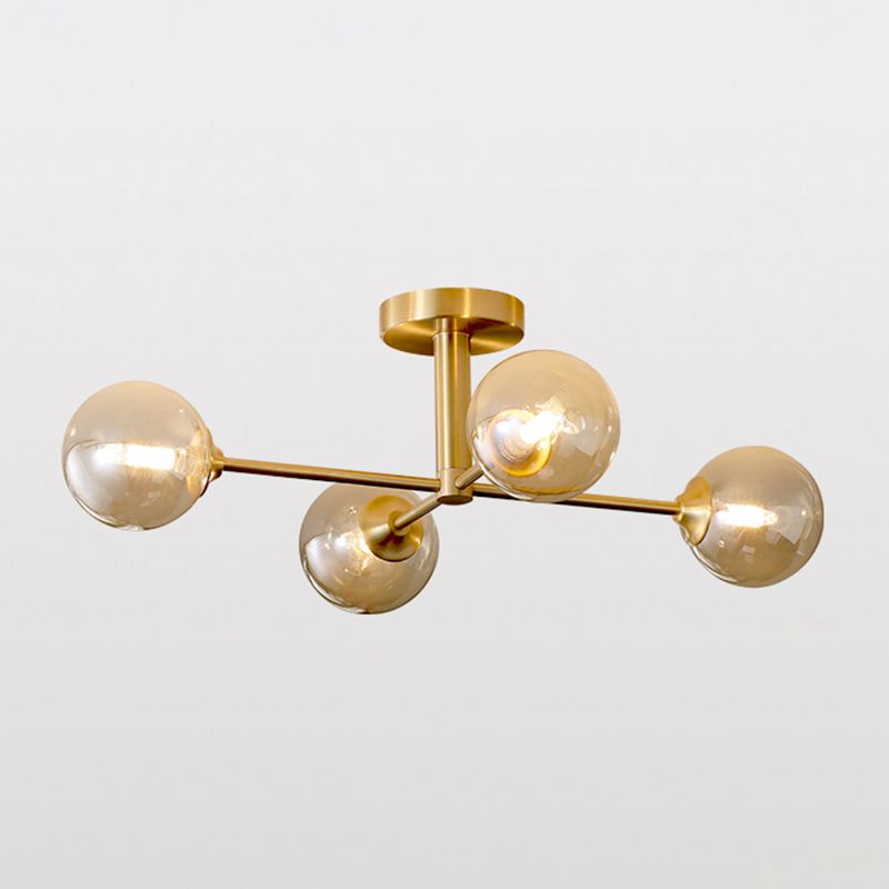 Nordic Style Golden Ceiling Light Ball Shape Glass Shade Ceiling Lamp for Bedroom