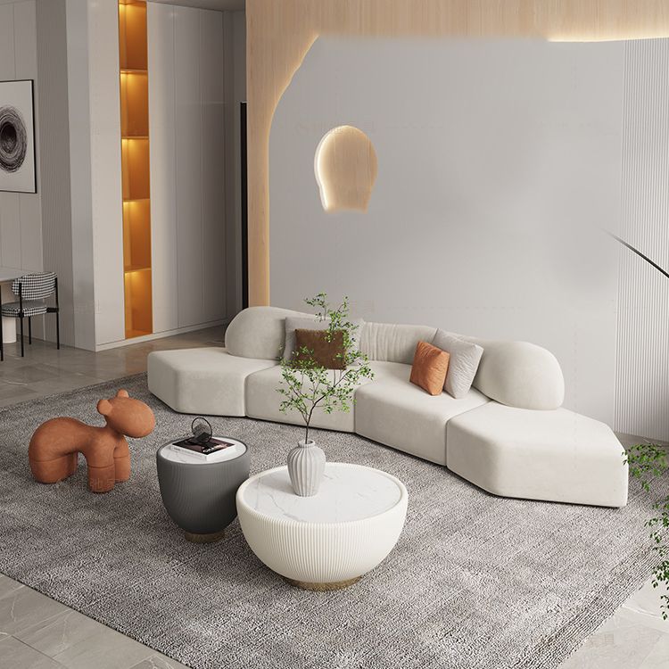 33" Wide Glam Sectional Sofa White Leather Sleeper Sectional