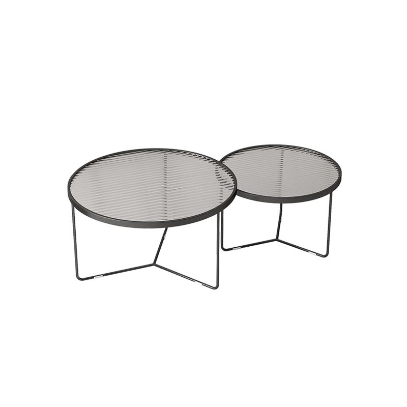 Trestle 2 Nesting Coffee Table Modern Tempered Glass 18'' Coffee Table Set