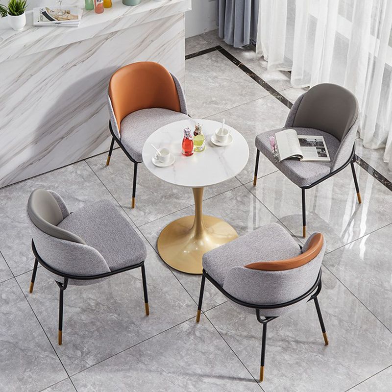 Round Golden Base Dining Table Glam Stone Tulip Dining Table