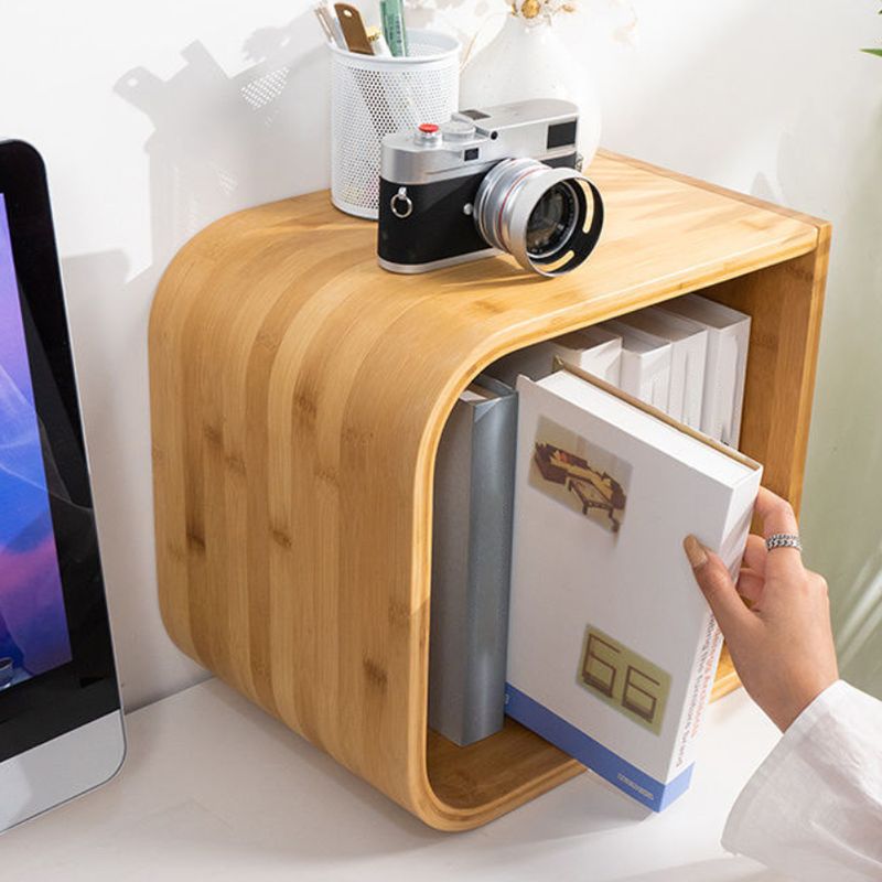 Modern Bamboo Bookcase Natural Open Back Standard Bookshelf with Shelves