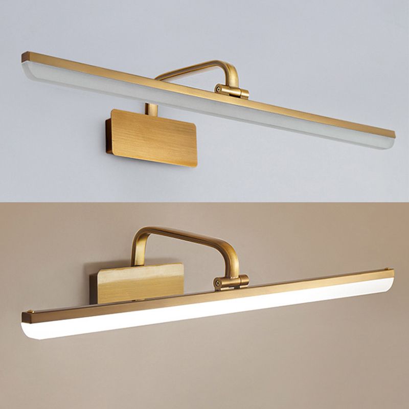Metal Linear Shape Mirror Wall Light Modern 1 Light Mirror Wall Mount Fixture in Brass