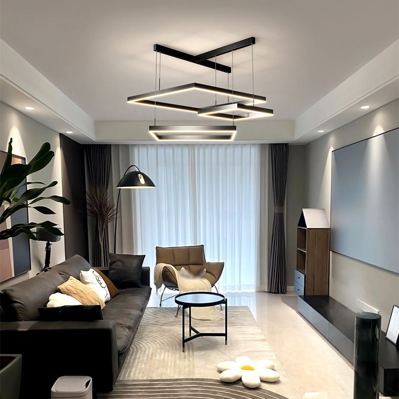 Luz de lámpara LED de estilo moderno de lámpara de lámpara de aluminio múltiples niveles de suspensión Luz
