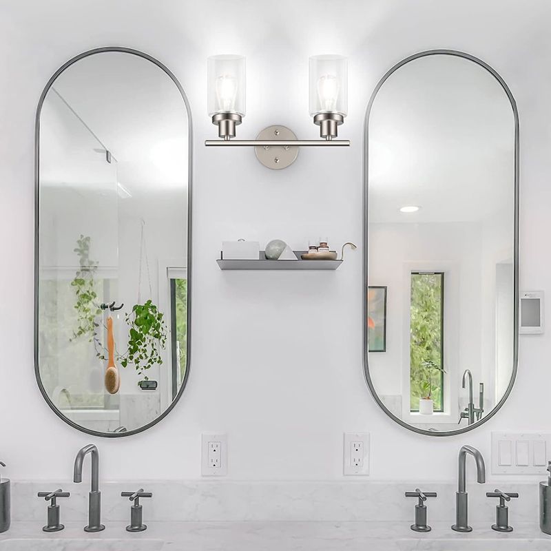 Metal and Glass Bathroom Vanity Lighting Multi - Light Bath Sconce in Chrome