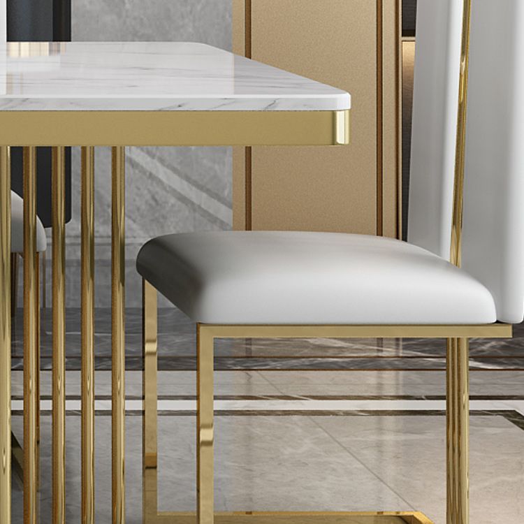 Metal Traditional Luxury Rectangle Table Stone Indoor Table with Pedestal Base