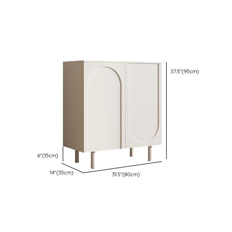 White Engineered Wood Credenza Door Sideboard Table with Adjustable Shelving