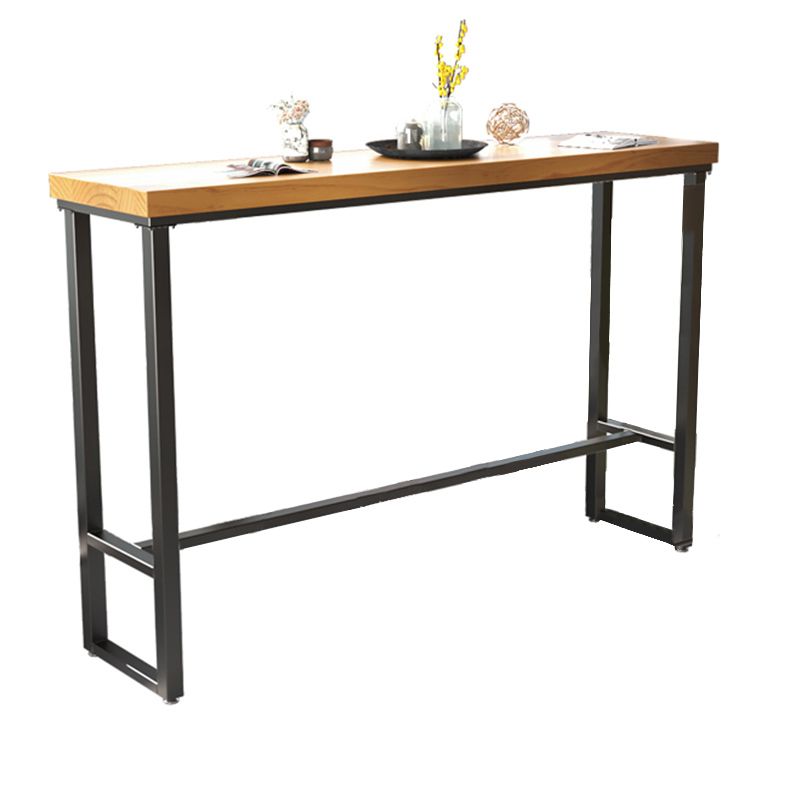 Industrial Rectangle Bar Table Solid Wood Top Bar Table with Trestle Base