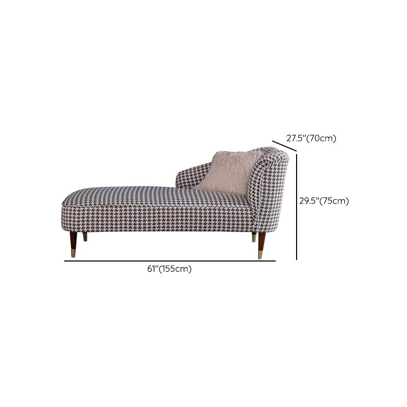 Contemporary One Armed Chaise Round Arms Houndstooth for Living Room