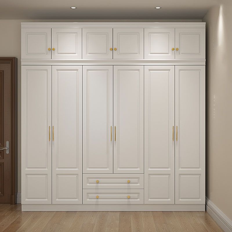 Manufactured Wood White Wardrobe for Home Modern Cabinet with Drawers