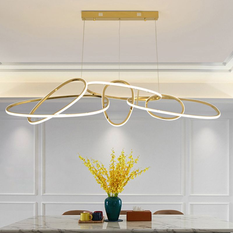 Strip Shape Island Lamp LED Island Hanging Light with Silica Gel Shade for Dining Room