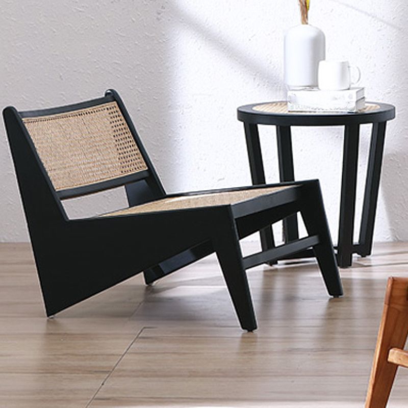Living Room Wood Solid Wood Frame Basic Four Leg Woven Back Lounge Chair