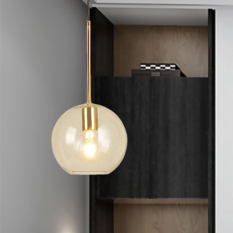 Globe Pendant Light Modernisme Verre transparent 1 tête 8 "/ 12" de largeur de salle à manger Kit de lampe suspendue
