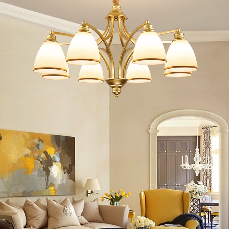 Gold Metal Chandelier Light Fixtures Traditional Multi-Head Hanging Pendant Lamps for Living Room