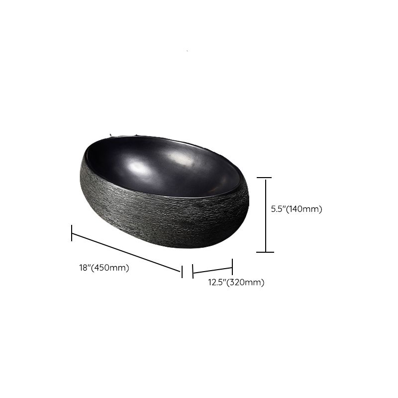 Modern Bathroom Sink Black Oval Ceramic Bathroom Sink with Faucet