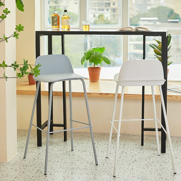 Modern Backrest Armless Counter Stool Iron Bar Stool with Plastic Cushion