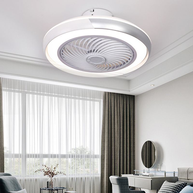 Runde Wohnzimmer Deckenlüftungslampe Metallic Moderne LED Semi Flush Leuchte