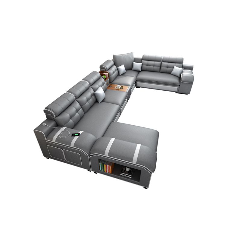Contemporary Grey Sofa/sectional with Storage and USB for Living Room