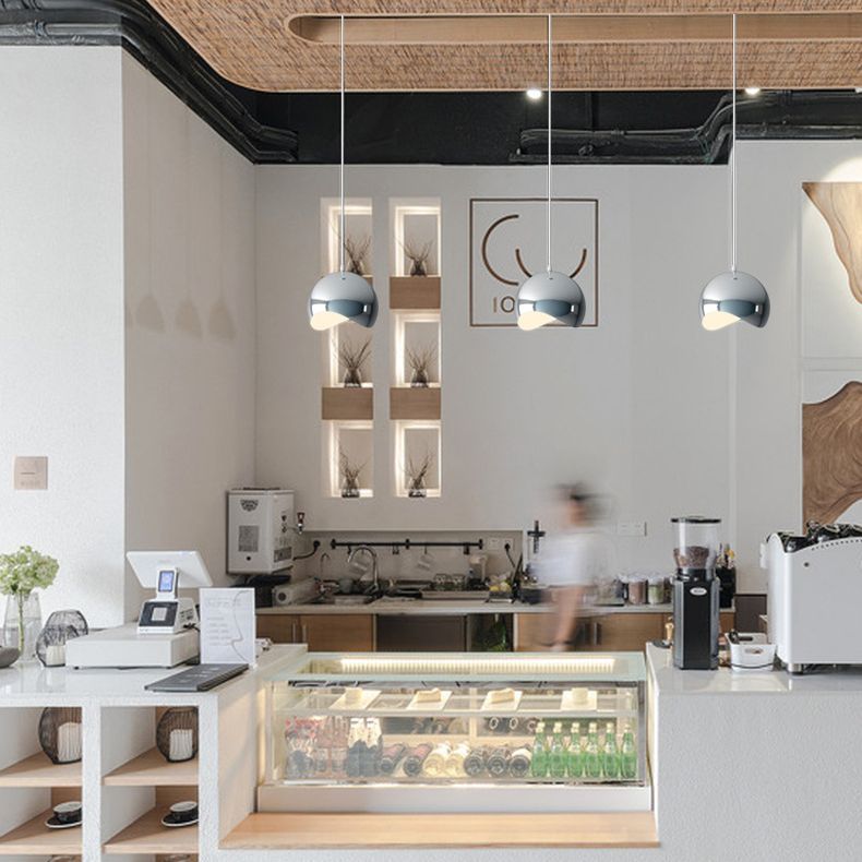 Sospensione geometrica in stile postmoderno Metal 1 Lampadina sala da pranzo a sospensione in argento