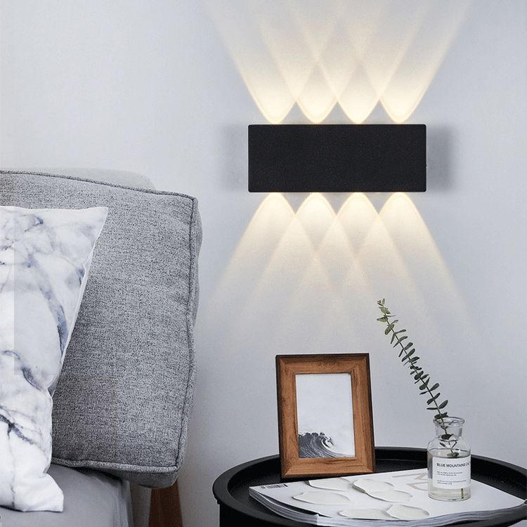 Lámpara de pared LED creativa moderna de aluminio Rectangular Rectangular Water Light en negro